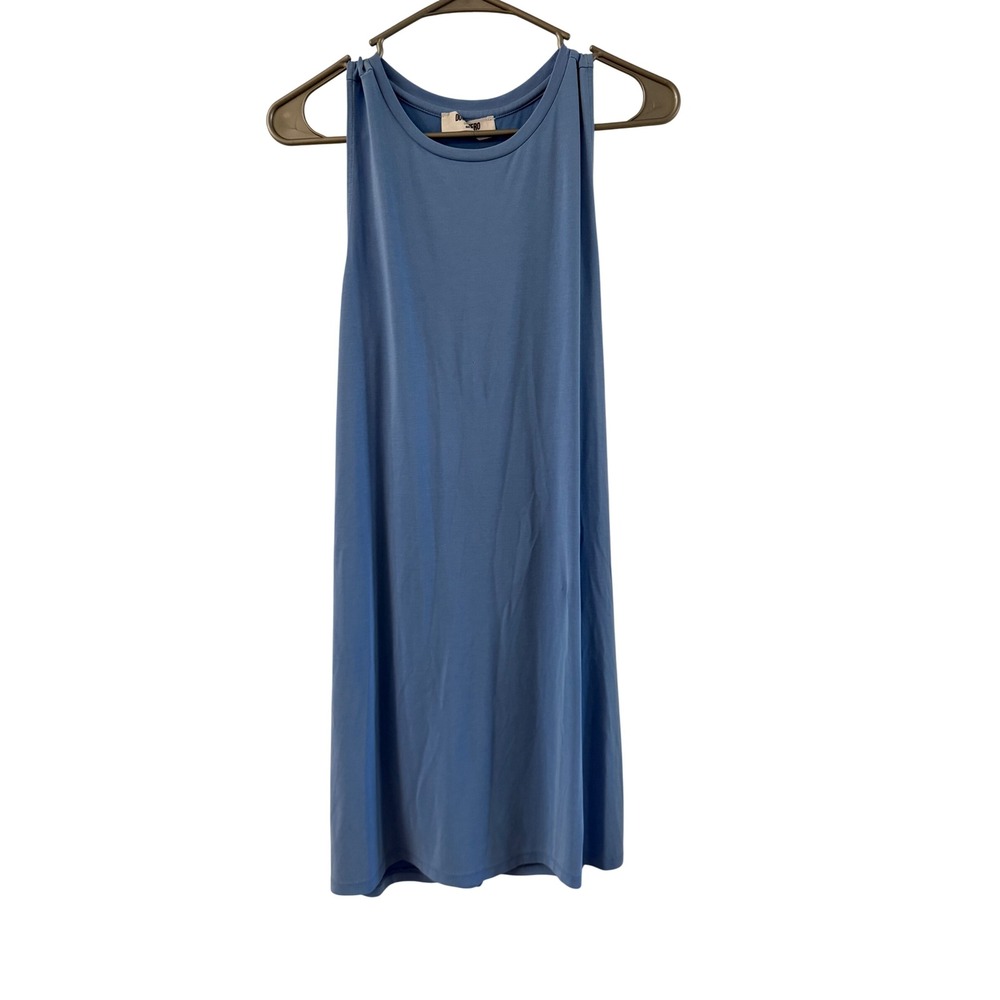 Double Zero Blue Sleeveless Twist Open Back Mini Dress Large